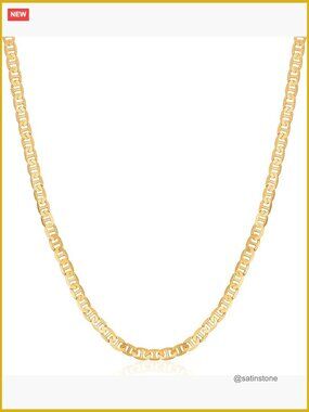 18K Gold Plated Mariner Chain Necklace, 18 Inch Length